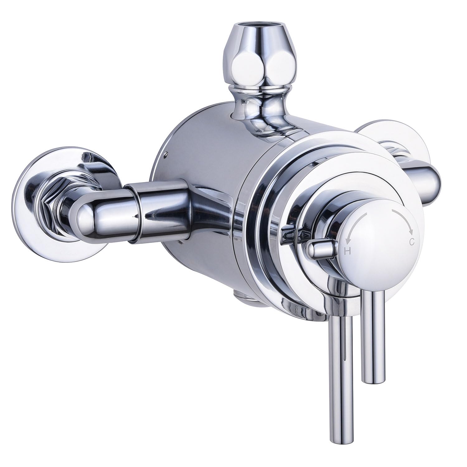ECOSPA Modern Concentric Solid Brass Exposed Dual Thermostatic Bathroom Shower Mixer Valve