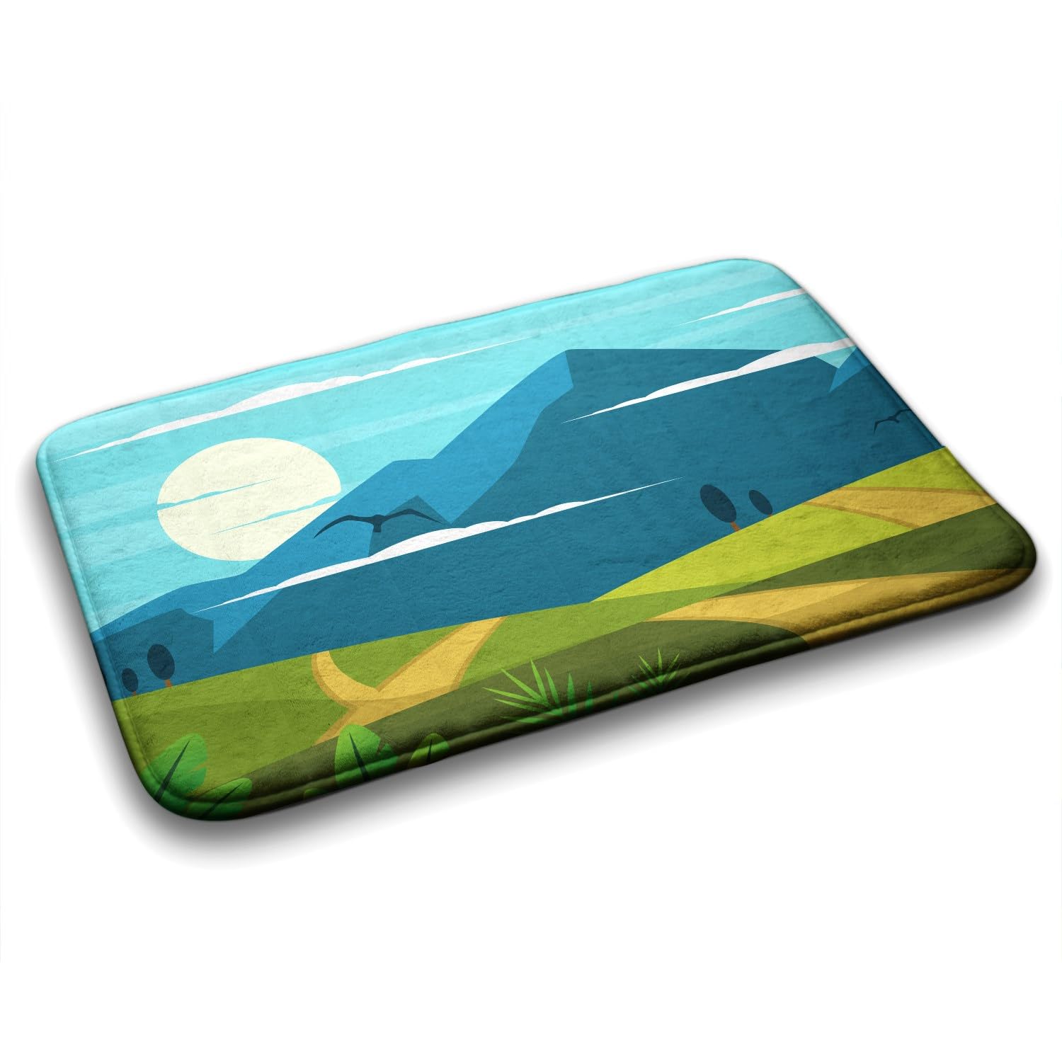 Tapis de salle de bains Tulup 90x60 cm antidérapant avec motif vue des montagnes