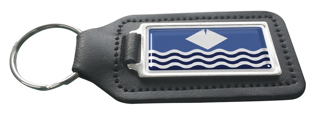 Capricornone Isle of Wight Flag Black Leather Rectangle Keyring