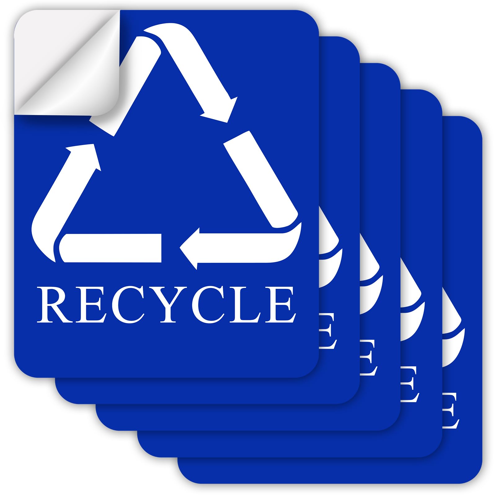 RAMIEYOO Design Recycle Sticker,5 Pack Recycle Sign Decals,Self-Adhesive Recycling Stickers,Recycle and Trash Vinyl for Trash Can 6 * 5 Inches (Recycle 6
