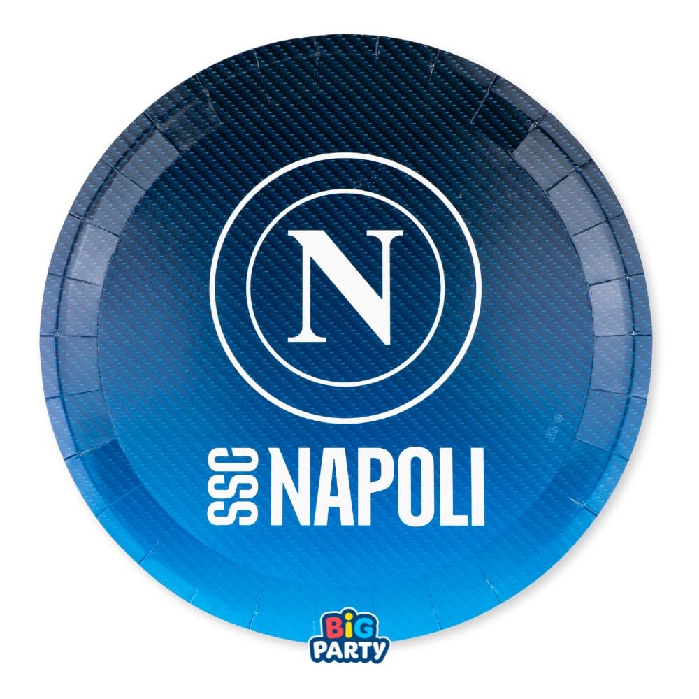 Big Party | Kit 12 Persone Bicchieri Piatti Tovaglioli per Festa Napoli Calcio Servizio Tavola per Compleanno Evento Party Bambino Bambina (Kit Napoli)
