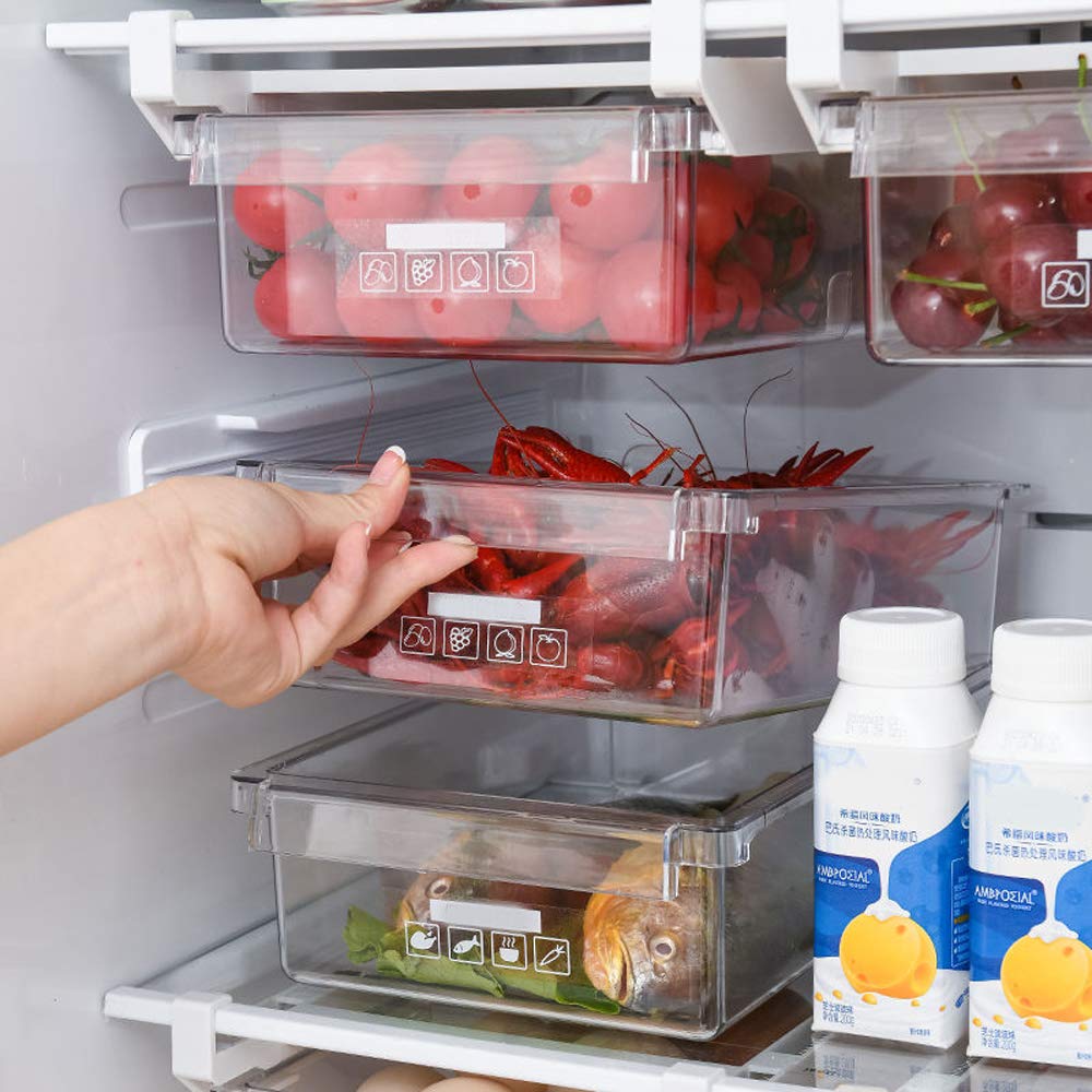 Fridge Drawer Organizer with Handle, Pullout Refrigerator Storage