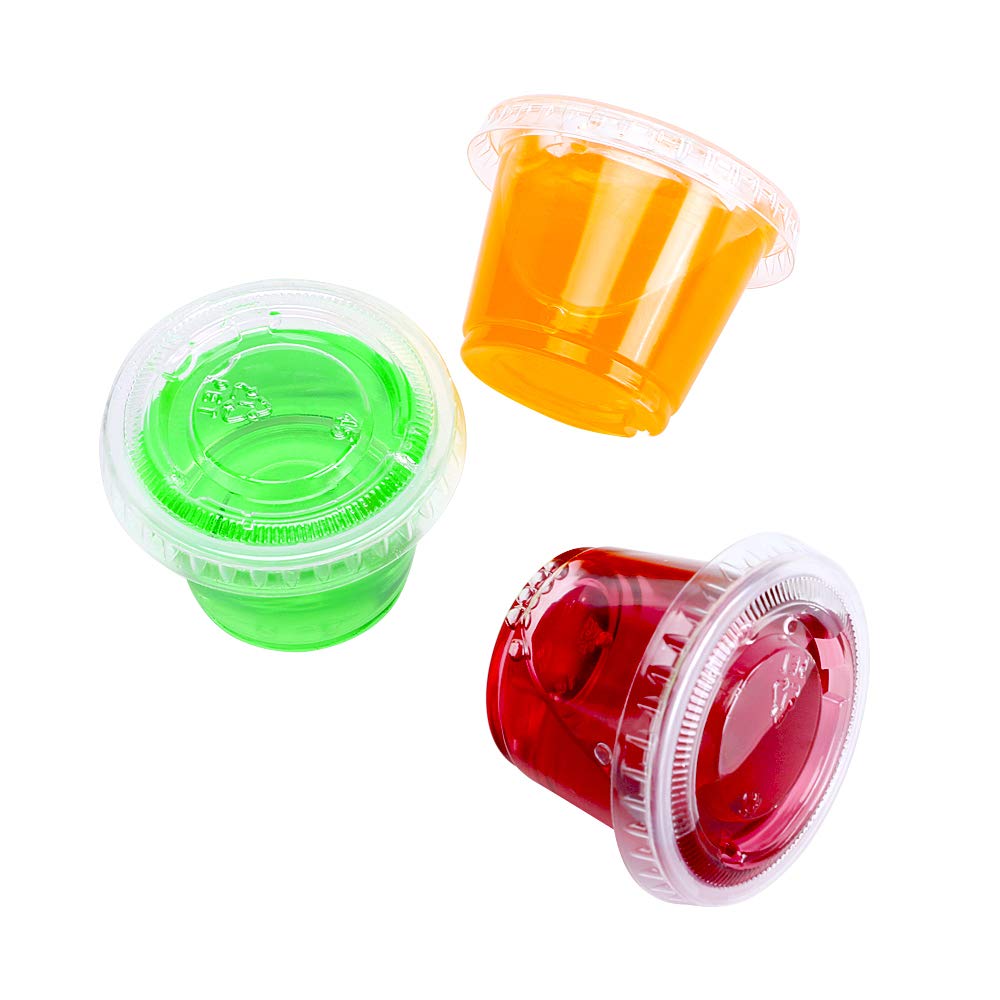 TashiBox 200 Sets of 1oz Disposable Plastic Jello Shot Cups with Lids