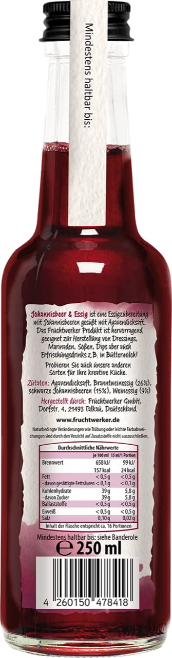 Fruchtwerker Essig und Frucht Set I Verschiedene Sorten I Fruchtig I Fruchtessig I Essig-Set I Rein Pflanzlich I Süß I In Glasflaschen (Blaubeere + Johannisbeere + Brombeere)