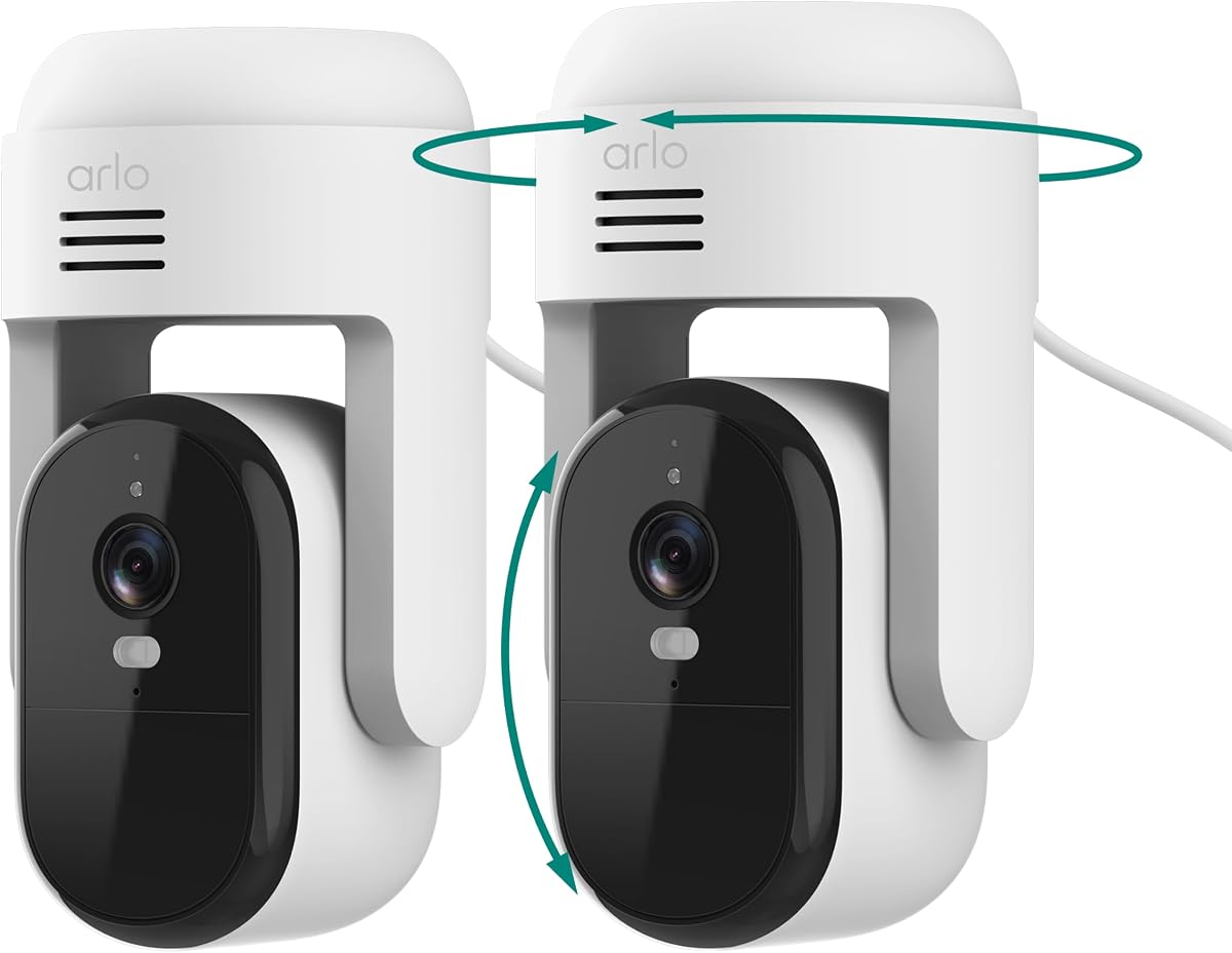 Cámara de seguridad Essential con zoom panorámico e inclinable para exteriores 2K con cable - 2 cámaras | Giro de 360° e inclinación de 180°; Cámara exterior; Detección de personas, vehículos, paquetes y mascotas; Seguimiento automático de movimiento; Plan seguro de 1 mes incl.