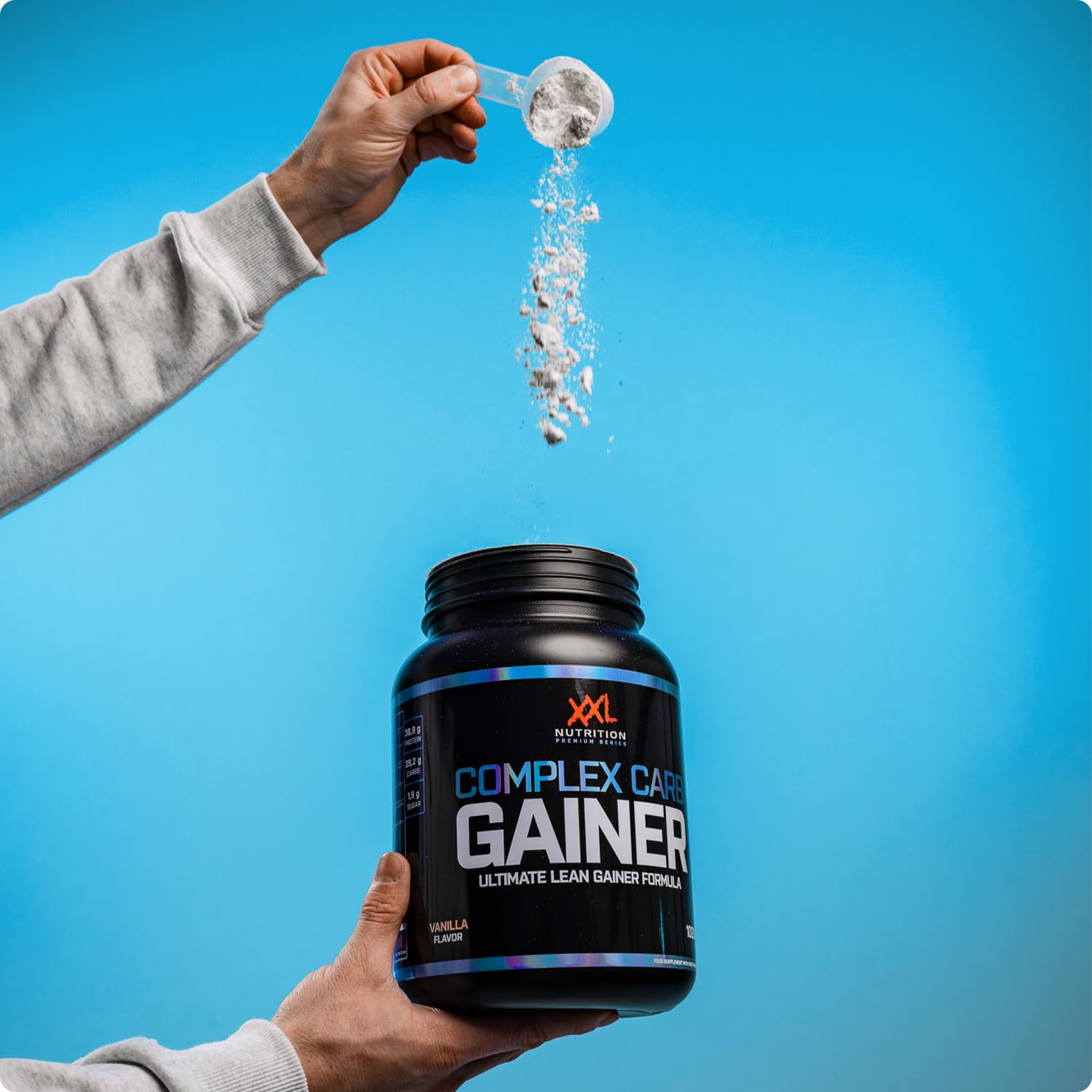 XXL Nutrition - Complex Carb Gainer - Mass Gainer - Weight Gainer - Komplexe Kohlenhydrate - Eiweiß - 2500 Gramm - Banane