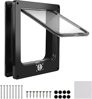 CPROSP Cat Door Black with 4 Locking Settings, Cat Flap Inner Tunnel 15.5 x 15 cm, Cat Flap Door Frame 22 x 19 x 5.5 cm, for Dogs/Cats product image