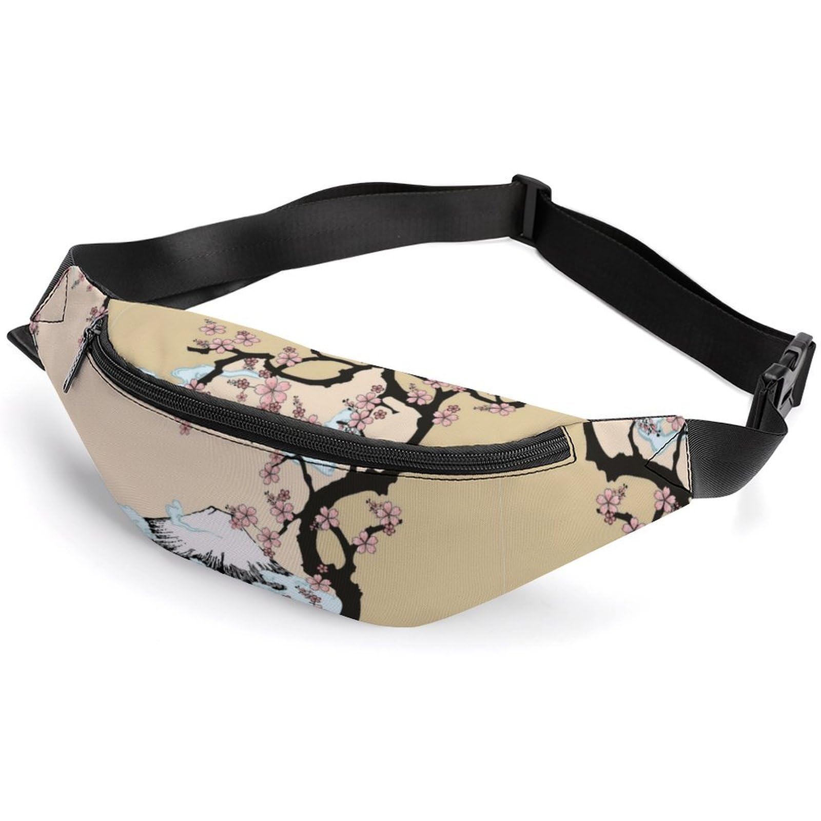 Lyfthologen Waist Bag, Fuji Mountain Cherry Tree in Japan Bumbag, Adjustable Fanny Pack for Running Walking Hiking