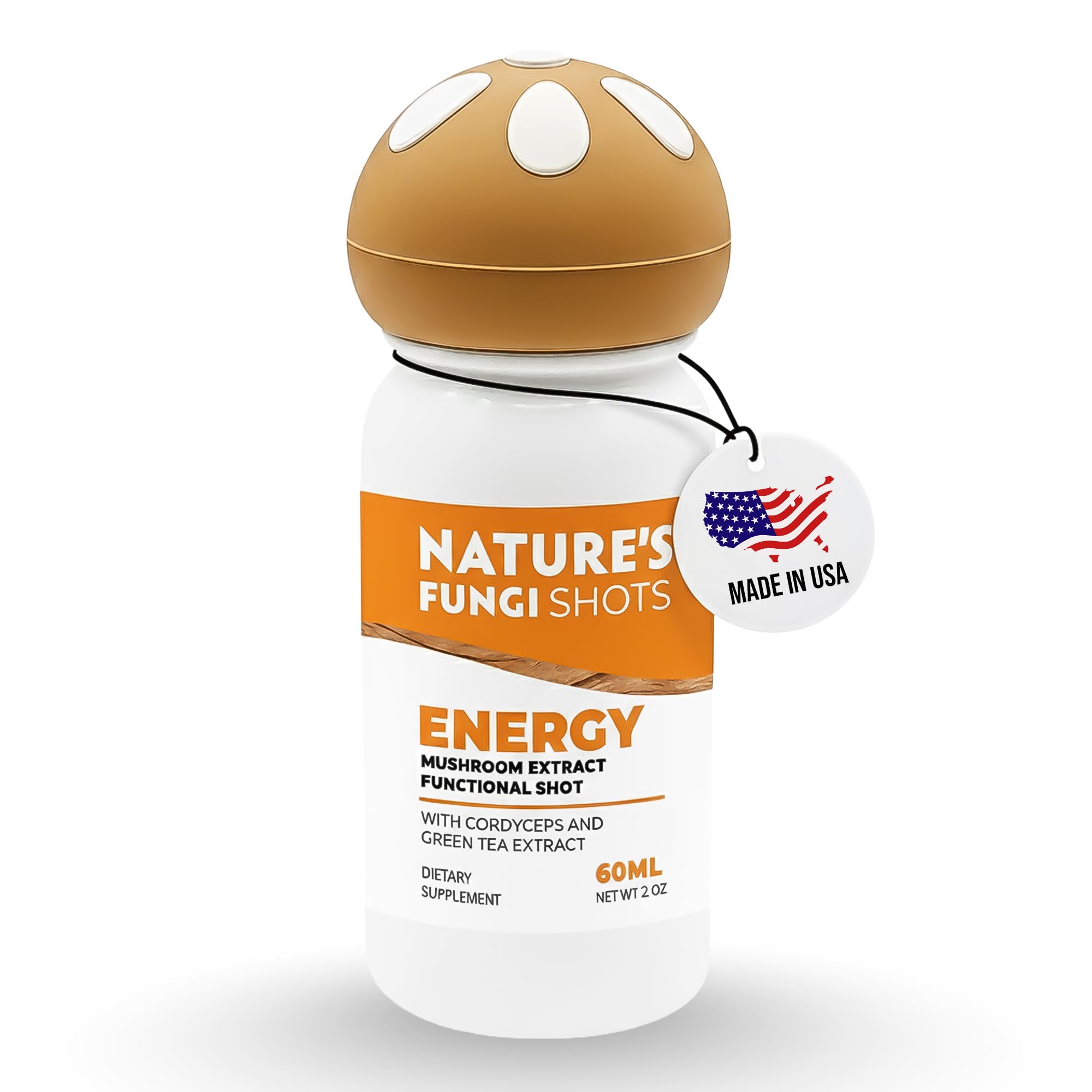 NATURE'S FUNGI Shot de energia com cordyceps, chá-verde, cítricos, taurina, magnésio e vitaminas B6 e B12, 60 mL