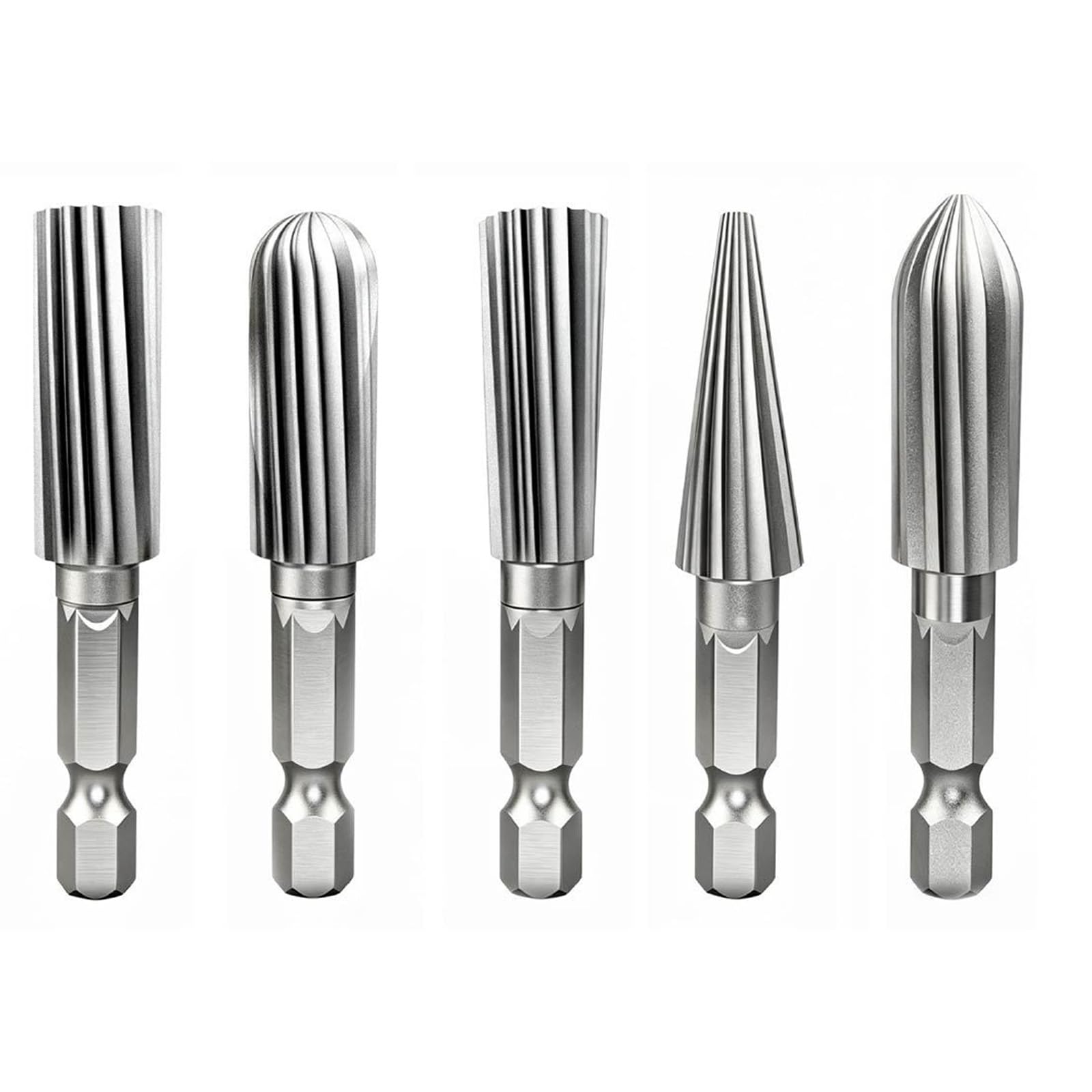 5Pcs Metal Cylindrical Grinding Heads Rotary Files for Metal Engraving File Burr 1/4 ' ' Shank Burrs for Wood Carving