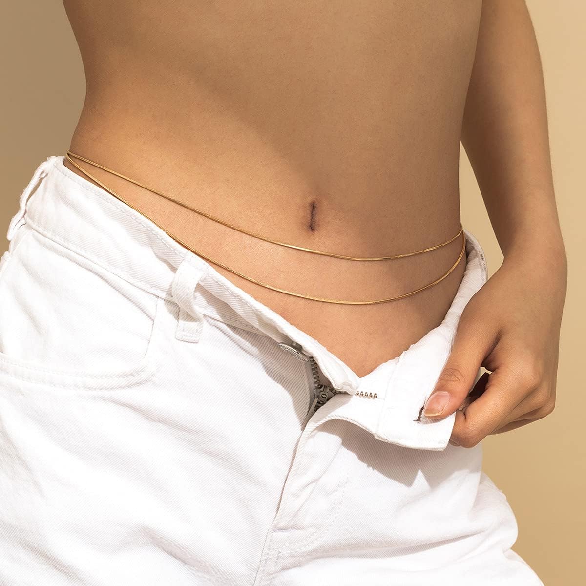 THE WHITE SHOP Snake Waist Chain, Beach Sexy Jewelry Bikini Belly Chain Multilayered Belly Waist Chain Body Women Summer Beach Fashion Body Jewelry Accessories for Girl