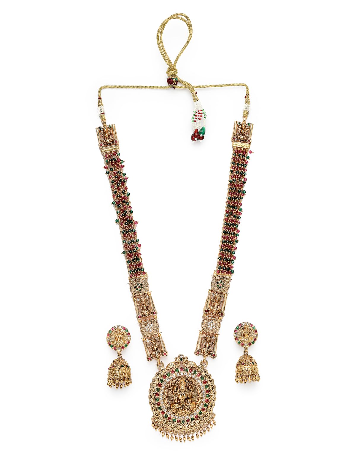sukkhi Attractive Traditional Gold Plated Temple Haram Designs Long Necklace Set with Jhumki/Jhumka Earrings Jewellery Set For Women & Girls| Set of 1|NS106093-picture-41
