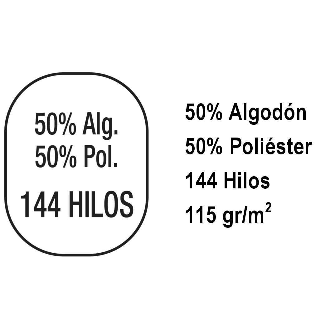 ES-TELA - Funda de almohada COMBI LISO color Lila - 1 pieza de 45x125 cm - 50% Algodón-50% Poliéster - 144 Hilos