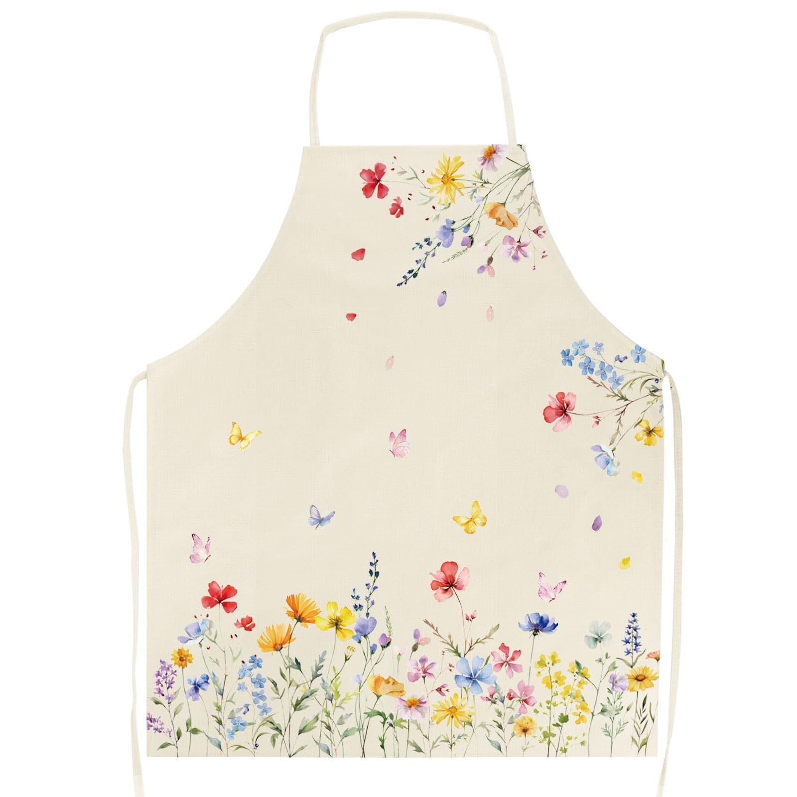 Delantal con Diseño Floral de Lino para Primavera Cocina Jardín Regalo Madre Mujer