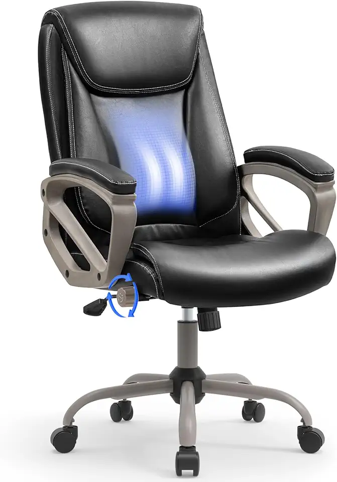 Cadeira Escritório Presidente Preta – Design Ergonômico com Apoio de Cabeça Ajustável e Encosto Lombar com Ângulo Regulável – Base Cromada Resistente – Revestimento Premium – Yamasoro