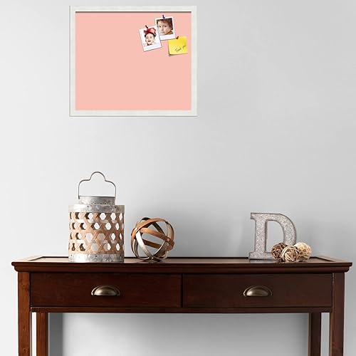 Miniatura 3 de PinPix Tablero de anuncios de corcho de 20 x 17 pulgadas. Este tablero decorativo enmarcado viene con diseño pastel rosa y marco blanco satinado.