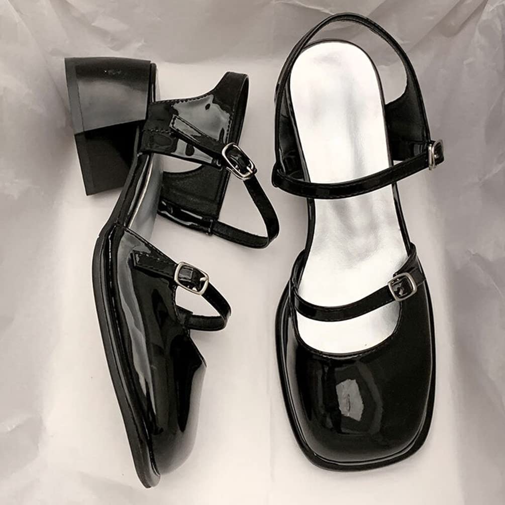 Minetom Femmes Filles Sandales Mary Janes Élégant Antidérapantes Bride Cheville Chaussures Boucle Talon Bloc Chaussures