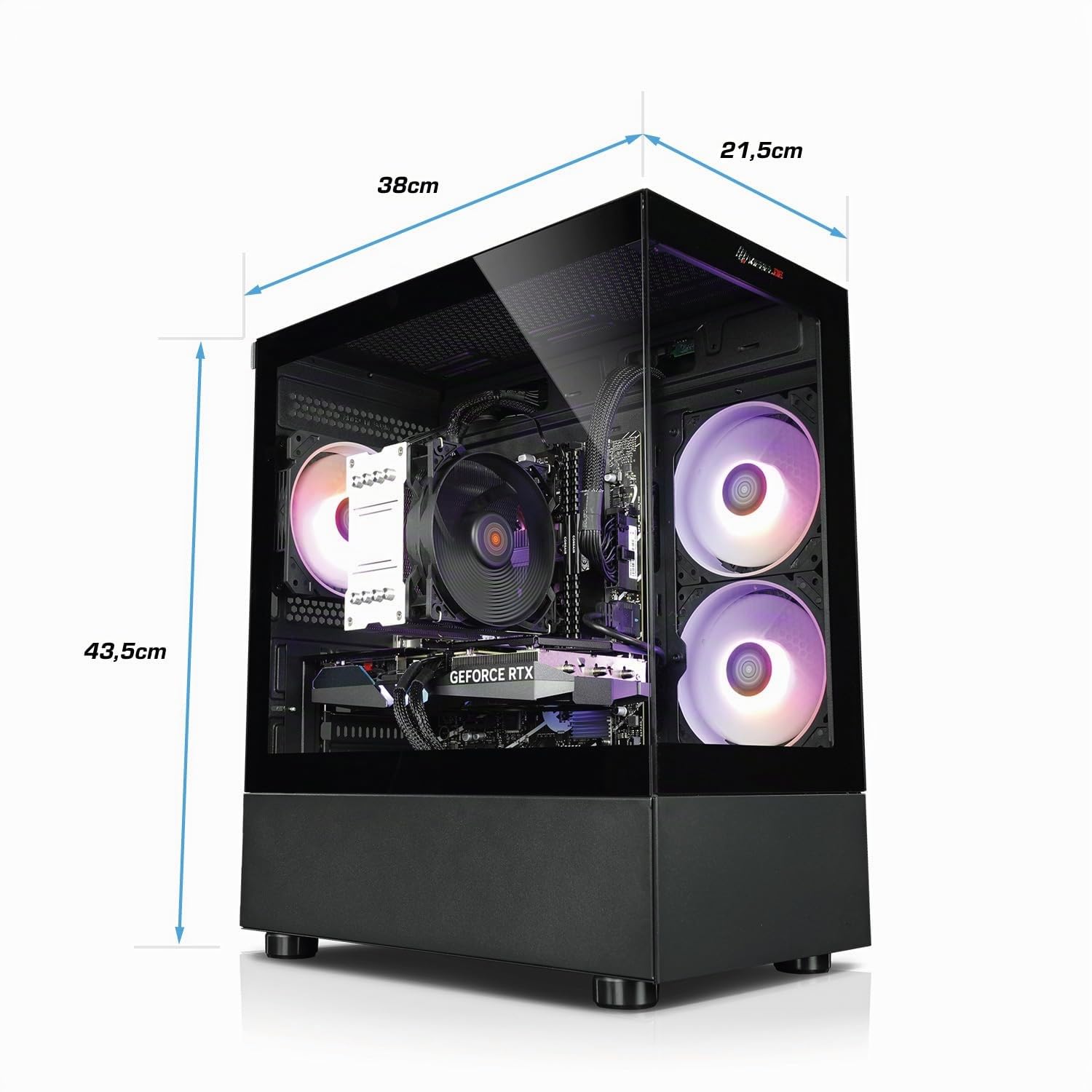 Kiebel Gaming PC Invader XS VIII AMD Ryzen 7 8700F, 32GB DDR5, GeForce RTX 5070 12 GB, 1TB M.2 SSD, WLAN, Bluetooth, Windows 11 [187174]