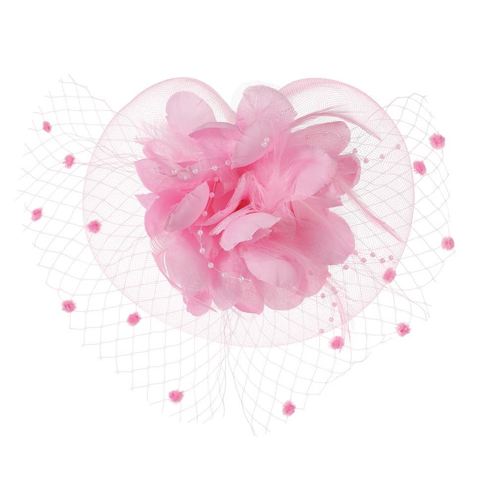 Women Feather Fascinators Hat Flower Pillbox Bowler Hat with Hair Clip Hair Loop Hairpin Bridal Wedding Headwear Hair Accessories for Evening Dance Church Party Race Hats Ascot Hats - Image 3