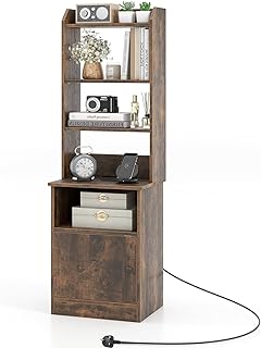 Nightstand with Charging Station Adjustable Shelf Nightstands Bedside Tables with USB Ports & Outlets