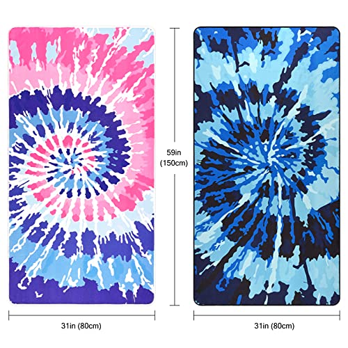 Aspmiz 2 Pcs Microfiber Tie Dye Beach Towels, Absorbent Swirls Beach Towel Set For Adults, Oversized Beach Towel Hippie Color For Pool, Quick Dry Travel Towel Sand Free, Home Decor Gift, 31X 59 Inch #TOP6