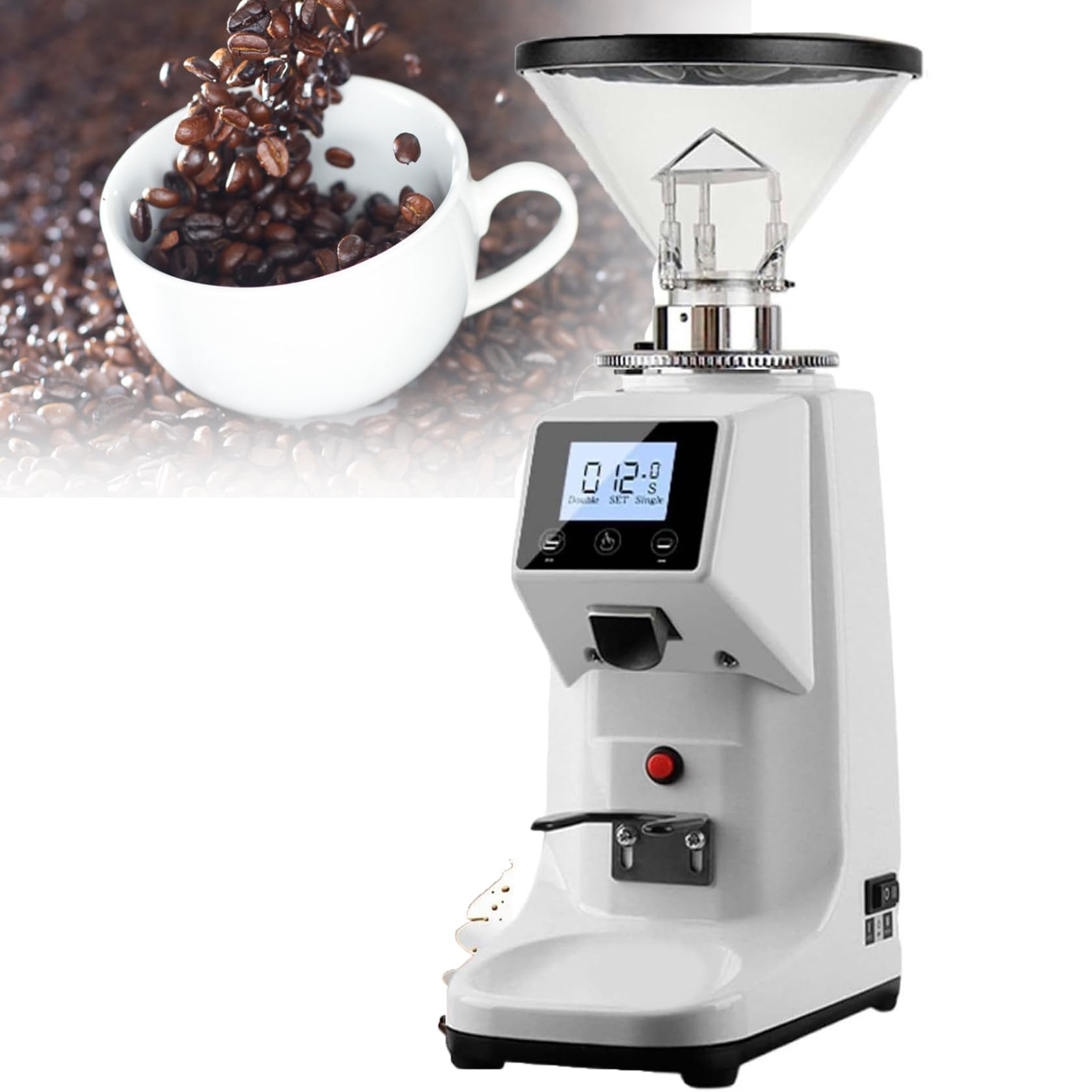 Molinillo De Café Profesional, Eléctrico, con 19 Niveles De Grosor Ajustables, Ideal para Moler Granos De Café, Frutos Secos, Especias, Semillas Y Cereales, Blanco, 1500 G