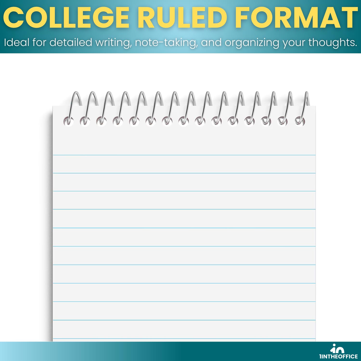 1InTheOffice Wirebound Memo Pads, 4" x 6", College, Assorted, 50 Sheets/Pad, (5 Pads) - Image 3