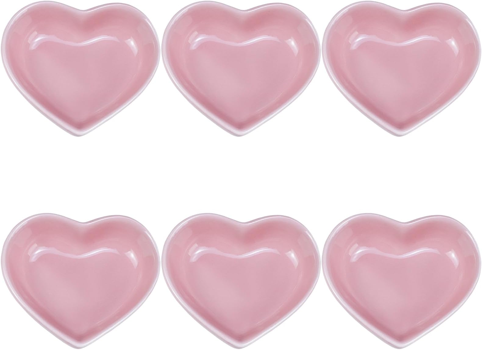 Gaolinci Heart-Shaped Multipurpose Ceramic Sauce Dish Seasoning Dishes Sushi Dipping Bowl Appetizer Plates Serving Dish Saucers Bowl(Set of 6), Multiple Colour