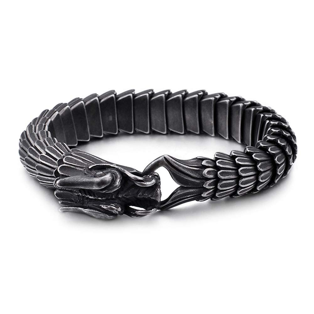 Titan Stahl Armband, Handgelenk poliert Panzerkette Kettenarmband Schmuck Herren Exquisiter Accessoire, Black