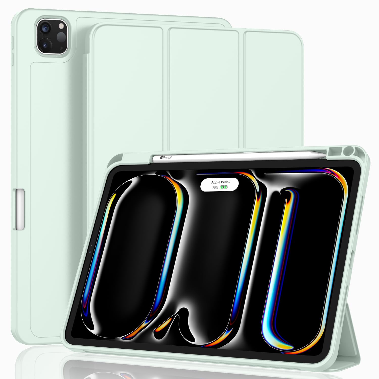 ZryXal iPad Pro 11 Inch Case (M5) 2025/ (M4) 2024 (Model: A2836/A2837/A3006), Trifold Stand Smart Cover with Pencil Holder and Soft TPU Back, Auto