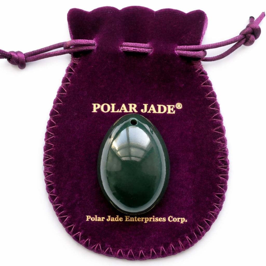 Polar Jade Nephrite Jade Egg, Drilled M Size for Massage