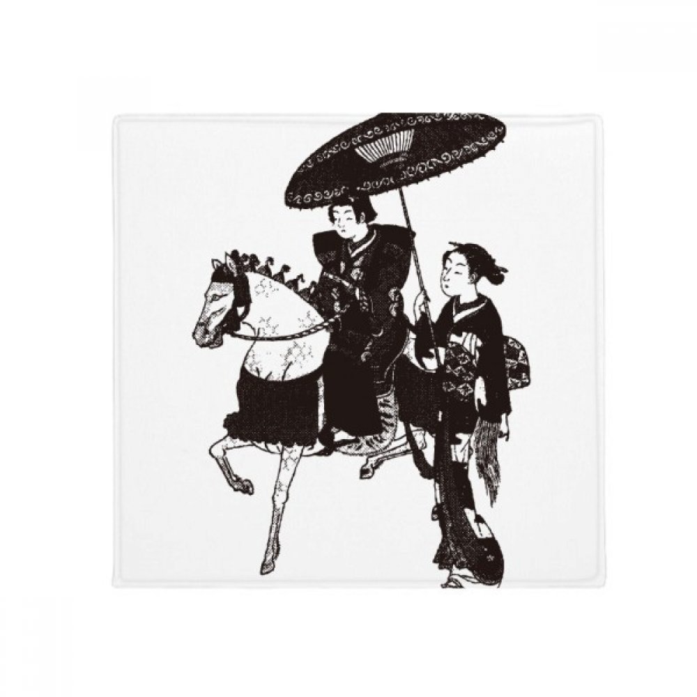 Tapis rond antidérapant illustration kimono noir 60cm, idée cadeau déco originale