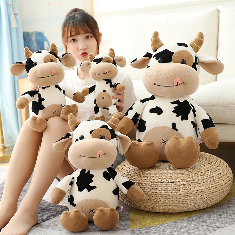 Simpatico Bestiame Peluche Giocattolo Cartone Animato Mucca Peluche Cuscino Animali Di Peluche Bovini Bambola Morbida Per I Bambini Regalo Di Compleanno 65 cm Bianco