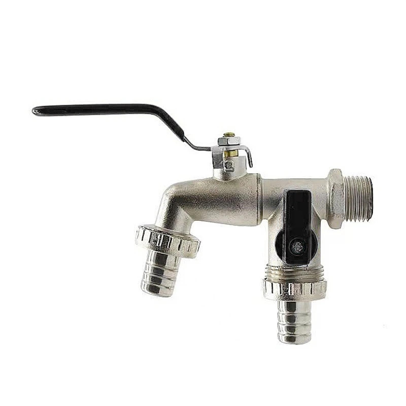 Trryuip Color-E Outside Tap Outdoor Garden Faucet 1 Inlet 2 Outlet Anti-Freeze With Dual Nipple Brass Blue Color Water Tap Tools(Color-E)