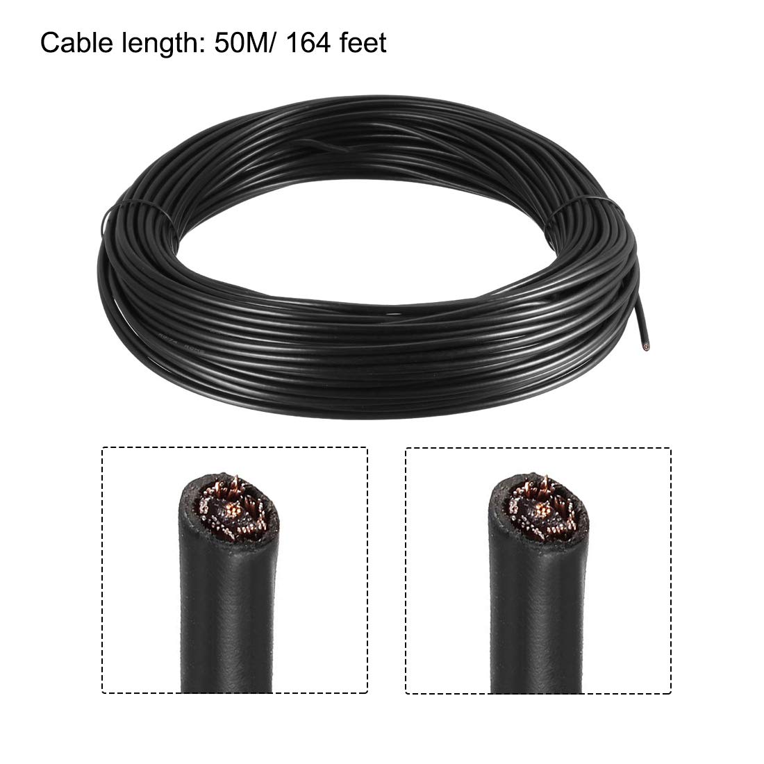 sourcing map Cable coaxial RF RG174 de extensión de antena 50 ohmios para conexión de extensión digital – 164 pies