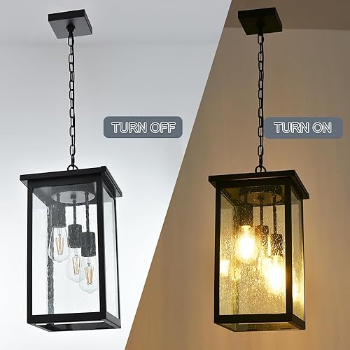 Miniatura 9 de TODOLUZ Lámpara colgante para exteriores, 3 luces, color negro, ajustable, para colgar en el porche