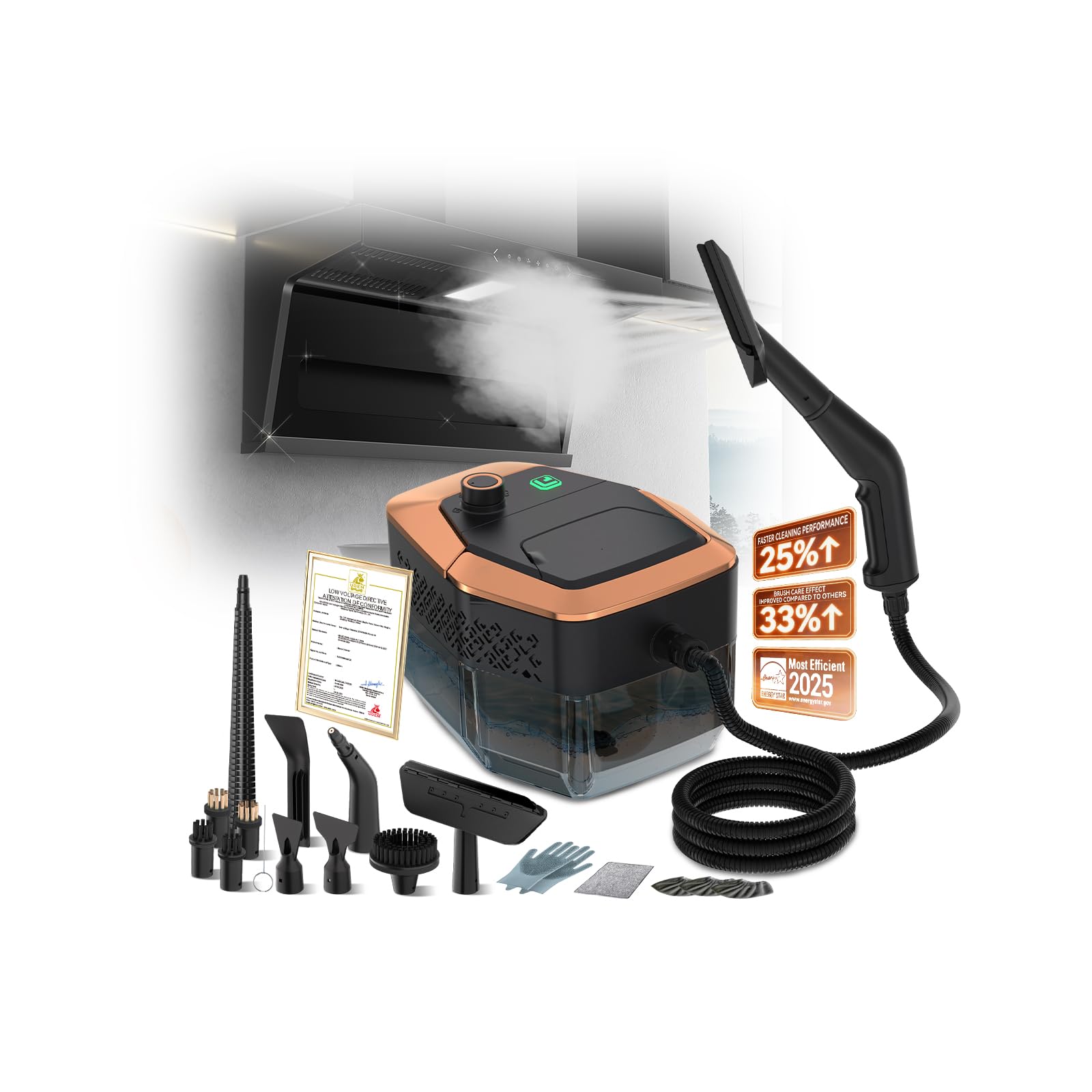 14-IN-1 Dampfreiniger Handgerät【99,99% Keimreduktion-Führende Deutsche SPJ Technik】2500W Profi Hochdruck Dampfreiniger Handgerät