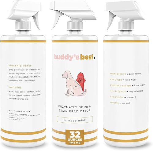 Miniatura 7 de Buddy's Best Eliminador de olores de orina para mascotas y removedor de manchas de mascotas, menta de bambú, removedor enzimático de olor de orina