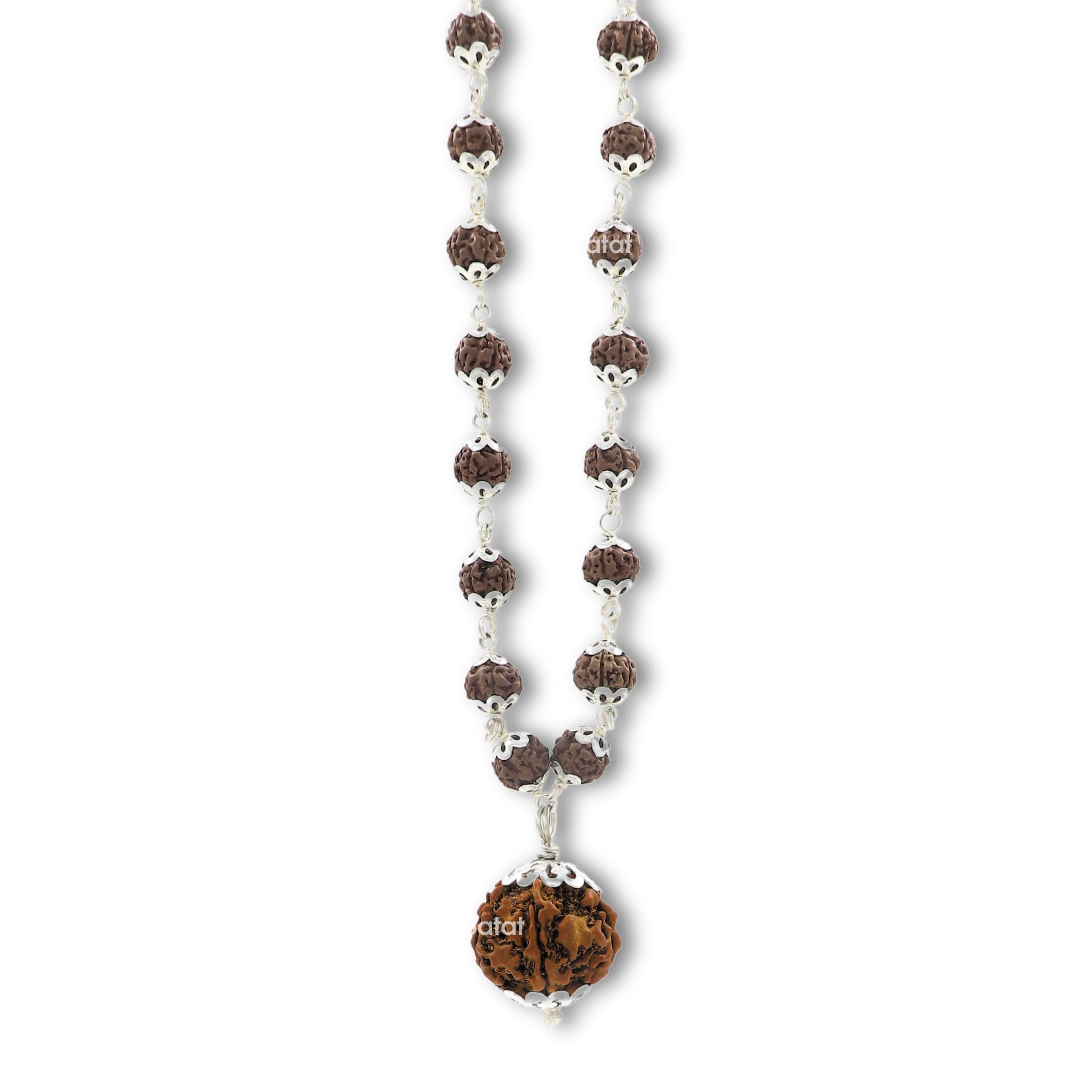 6 Mukhi Nepal Rudraksha Pendant & Brown Rudraksha Mala (54 Beads) Set | Encased in Pure Silver Cap | with Authenticity Certificate from ISO Recoginsed Lab - RGL & X-ray Report | Mala Length 40cm, Bead size: 6.5 mm | Can be worn by All Genders & Zodiac Signs-image-19