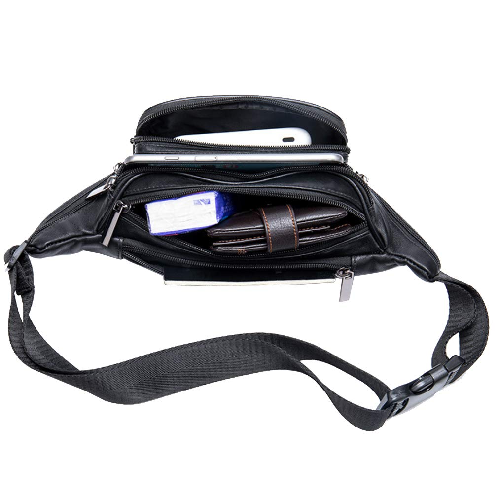 Hebetag Sac Banane en Cuir pour Homme et Femme Sac Banane pour Voyage, Course à Pied, randonnée, Camping, téléphone Portable, Pochette Pochette