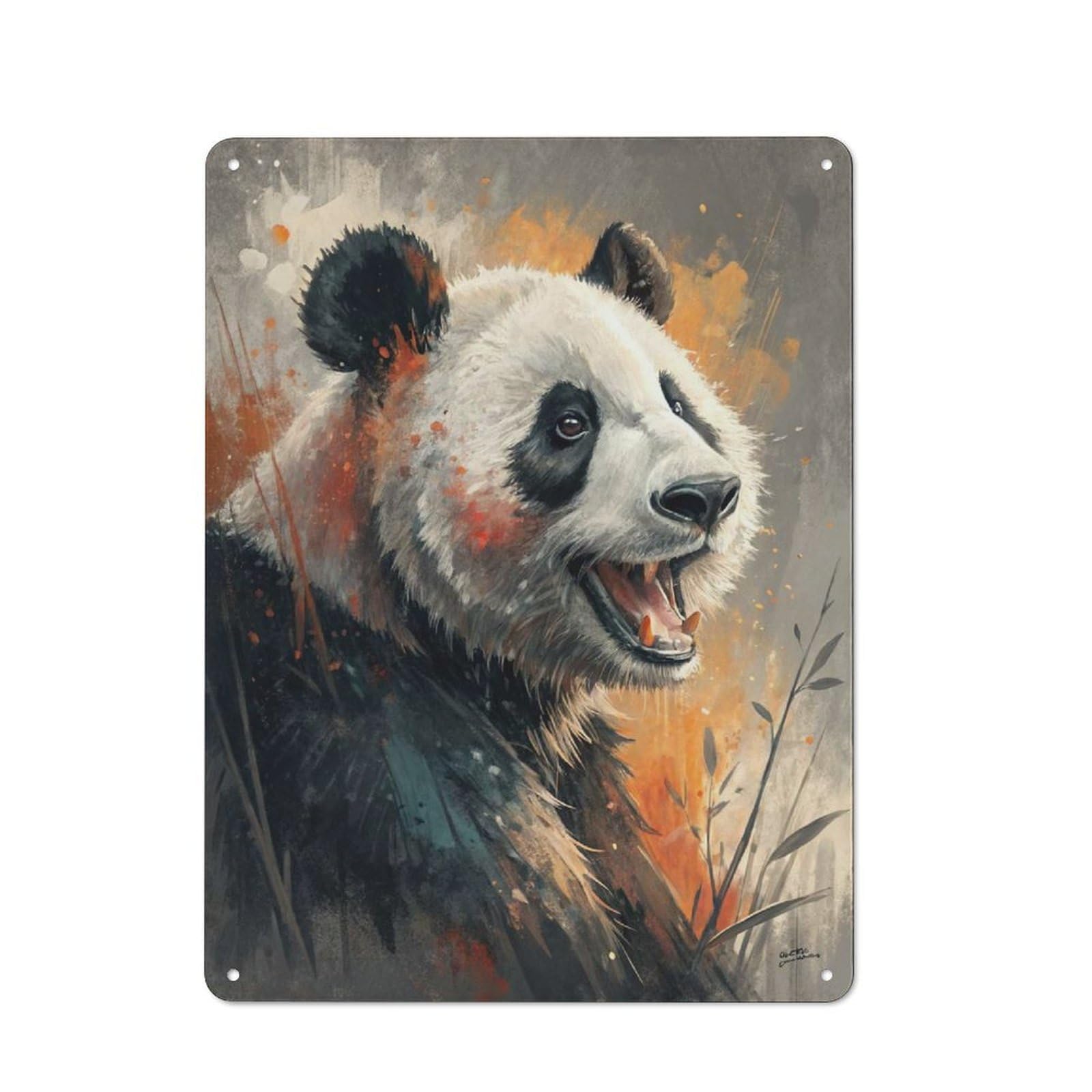 Junmoney Style-23 Country Metal Sign With Expressive Panda Portrait Design 40X30cm, Barn Style Rustic Kitchen Decor For Farmhouse Kitchen, Pantry Or Dining Area