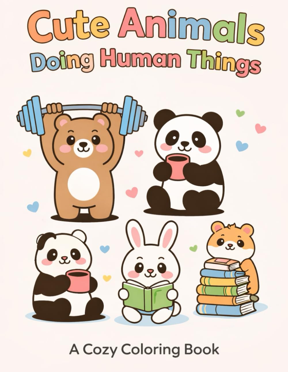 Cute Animals Doing Human Things: A Cute and Cozy Coloring Book Featuring Animals Doing Everyday Human Activities