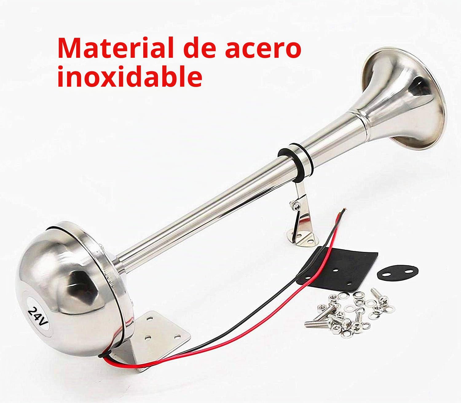 Bocina eléctrica Car Horn Bocina de barco Bocina de camión 165DB Bocina de acero inoxidable 304 eléctrico Trompeta única marina Altavoz de aire Bocina de aire para 24V barco vans camión etc
