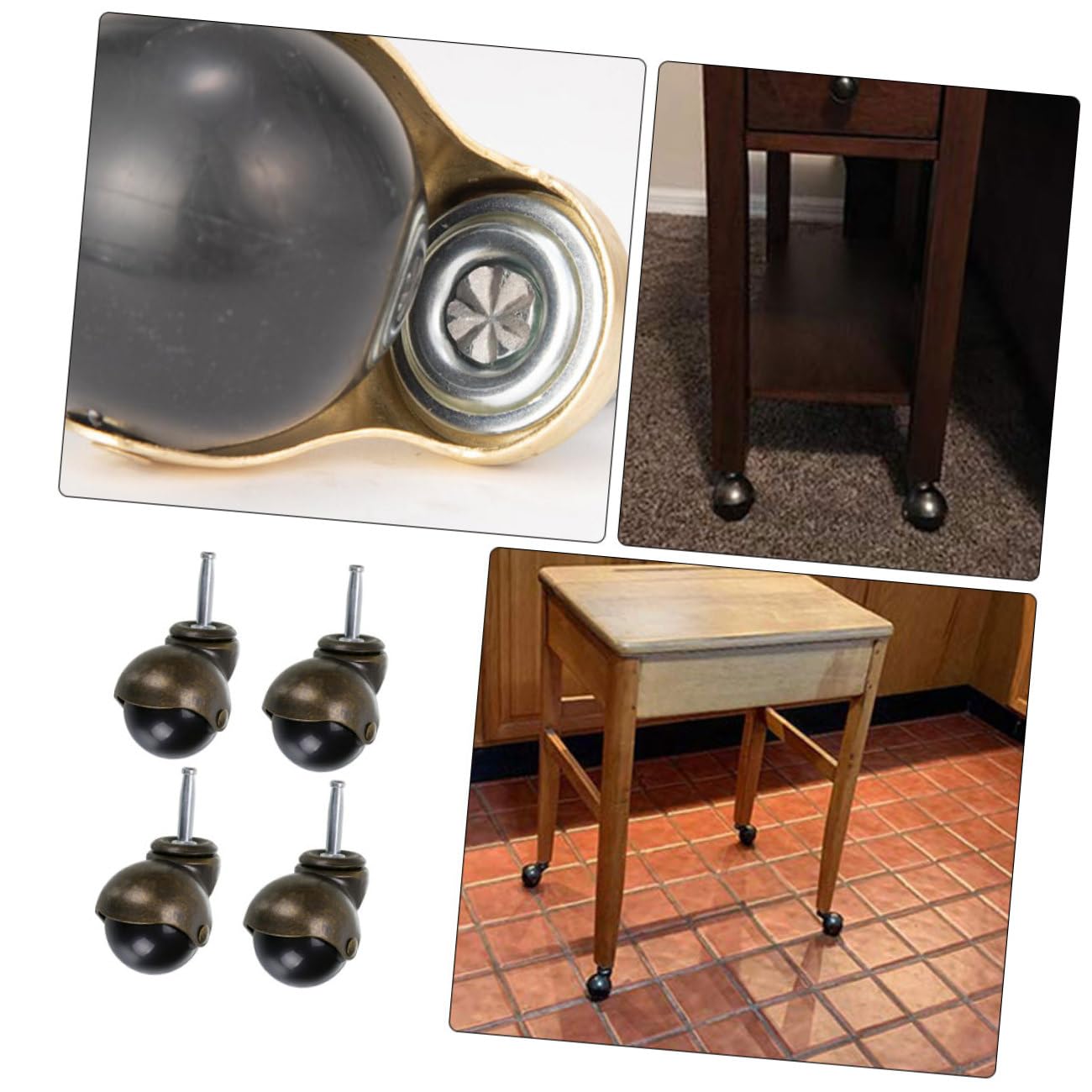 4pcs 2-cal Obrotowy Meble Koła do Biuro i Dom, łatwy w montażu Stabilny Kółka jezdne Wykonany Żelazo i Pp, odpowiedni do Desks i Krzesła, Brak Trop Płaski Bottom Konstrukcja
