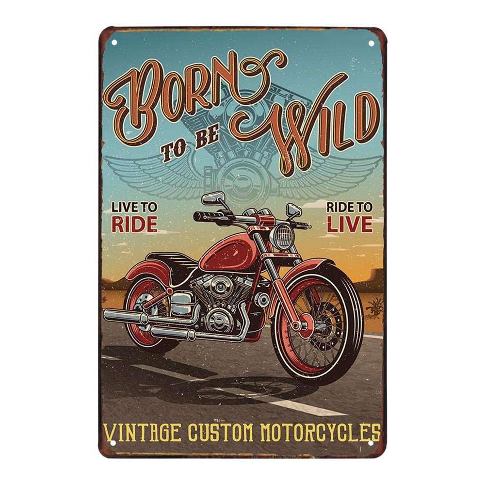 Route 66 Gas Motorcycles – Targa in metallo retrò vintage set di 4