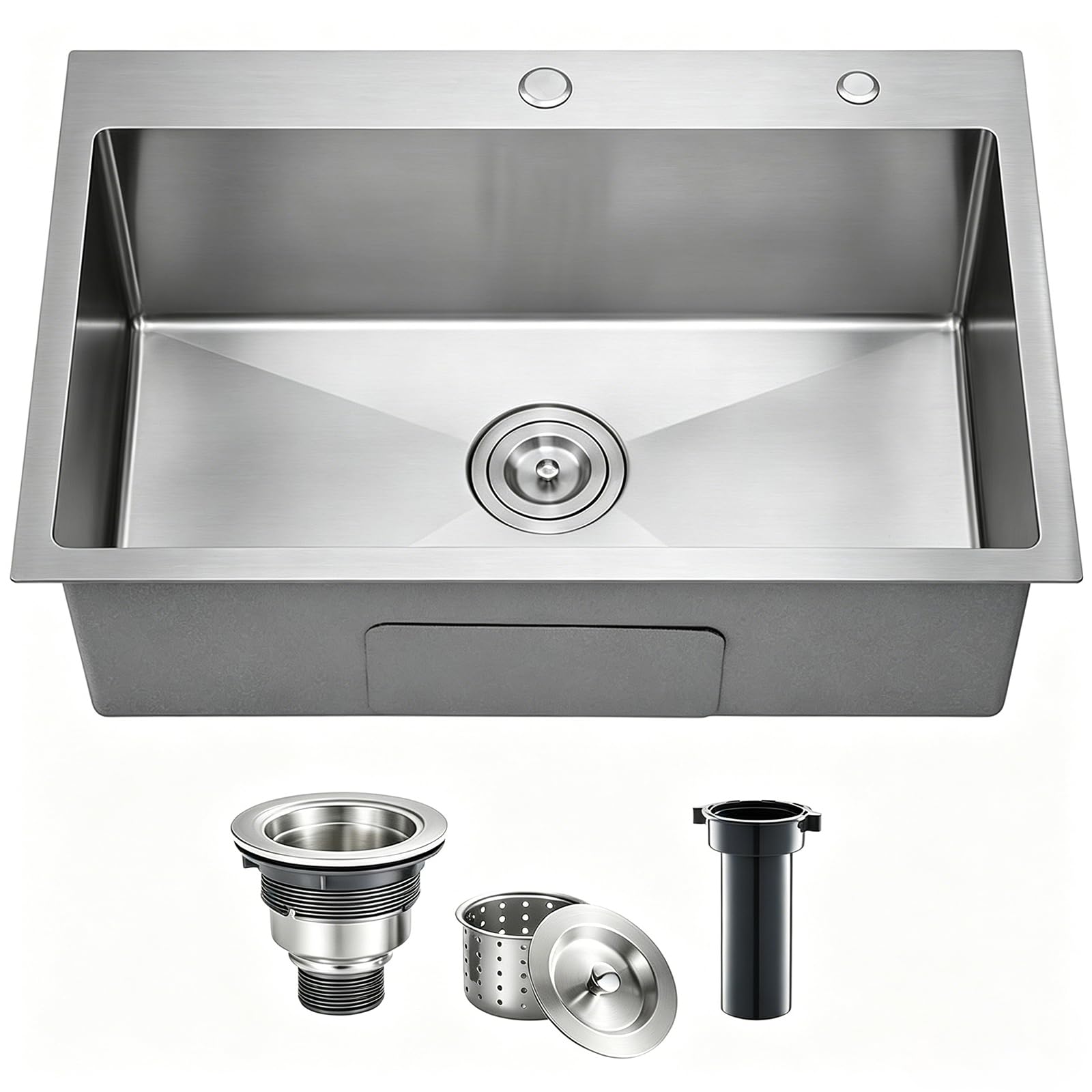 Évier de cuisine de 83 cm en acier inoxydable calibre 11 SANYCASA encastrable 83x55