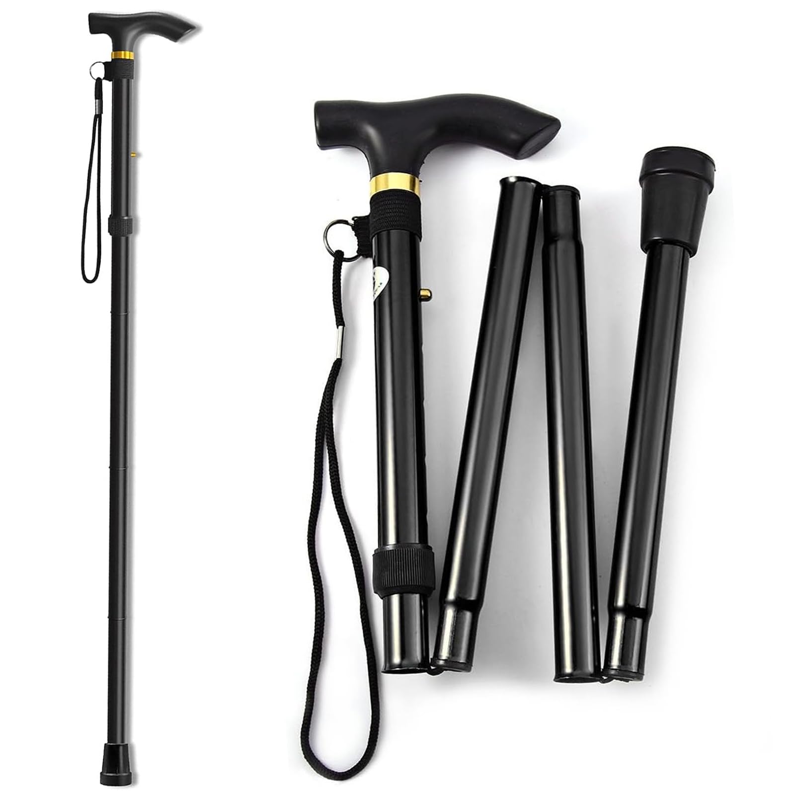 Steexu Walking Sticks For Women/Men - Folding Walking Sticks For Ladies And Gents Foldable Walking Stick Collapsible Walking Stick Walking Cane Adjustable Black - View #2