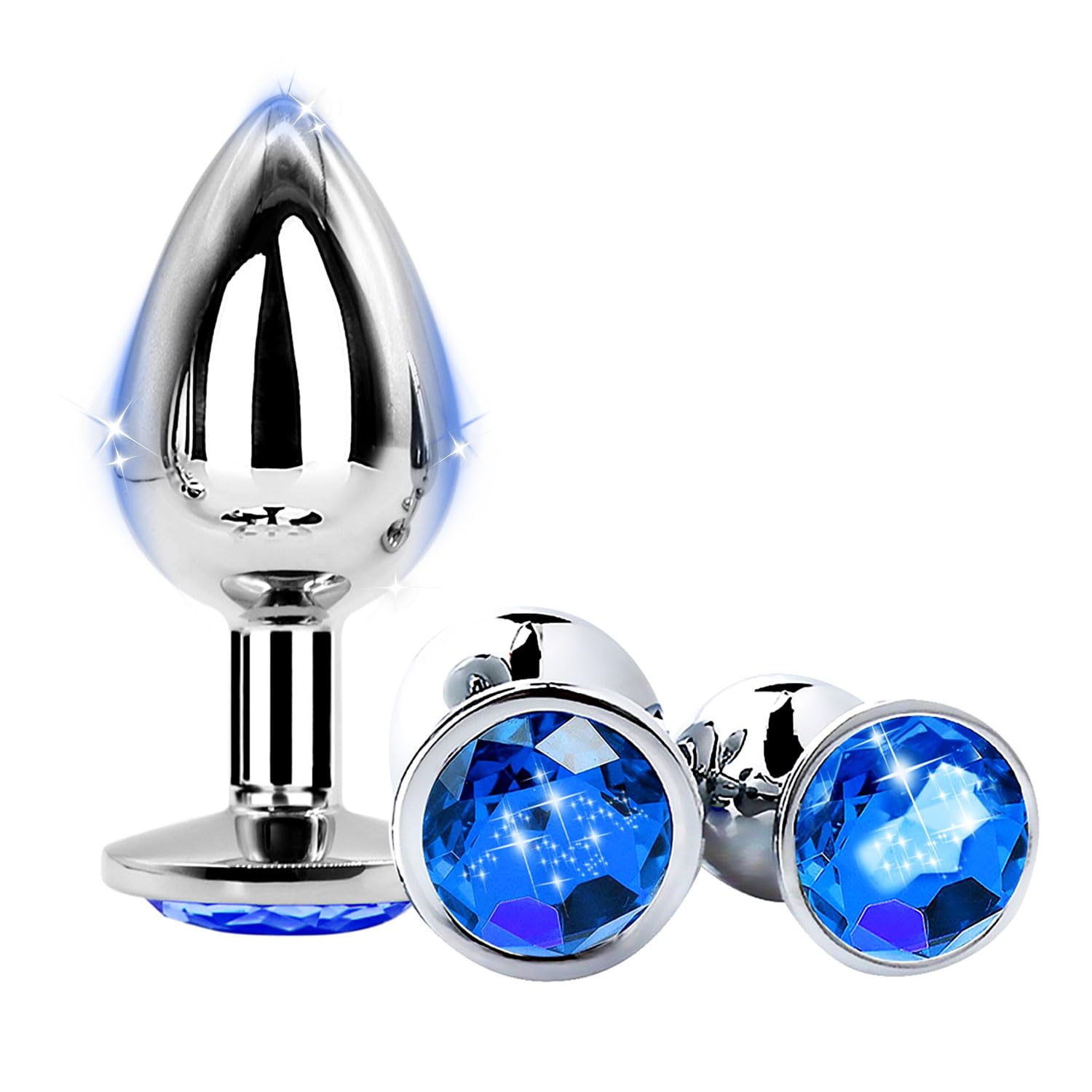 PKL1-Prodotto in Kit Blu Da 3 Pezzi in Acciaio Inossidabile, Adatto Ai Ḁnâlé Ṕlūg Ða donna uomo set vìbraňte accìaìô côÐa graňÐì Ðì vôlpê silicone aňal bůtt largê man kit mêtallô vìbrazìonì pìccôlô