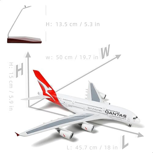 Miniatura 8 de 1160 Airbus A380 Lufthansa 18 pulgadas modelo grande Diecast Airplane Model Kits con soporte Sky Jumbo Airliner Modelo Avión Display Kit de modelo