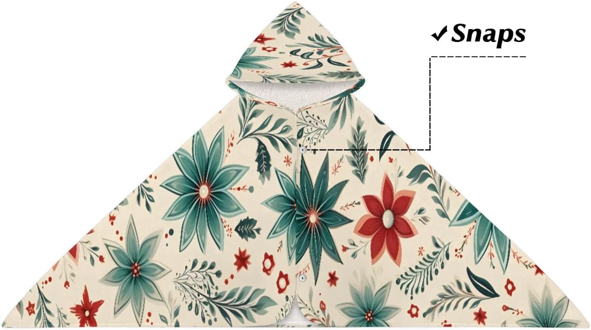 Pardick Kid Bath Towels Flower Floral Kids Towel with Hood for Girls Boys Beach Towel Pool Cover Up Soft Absorbent Toddler Hooded Bath Towel for Shower, Beach